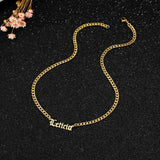 Old English Name Choker Plated Cuban Chain Initial Letter Necklace