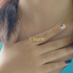 Old English Name Necklace 925 Sterling Silver 18K Plated Personalized Nameplate