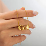 Old English Name Necklace 925 Sterling Silver 18K Plated Personalized Nameplate