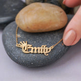 Personalized Crow Old English Name Necklace - Mothers