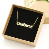 Old English Letter Necklace Charm Pendant Stainless Steel Chain Birthday Gift