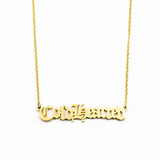 Old English Letter Necklace Charm Pendant Stainless Steel Chain Birthday Gift