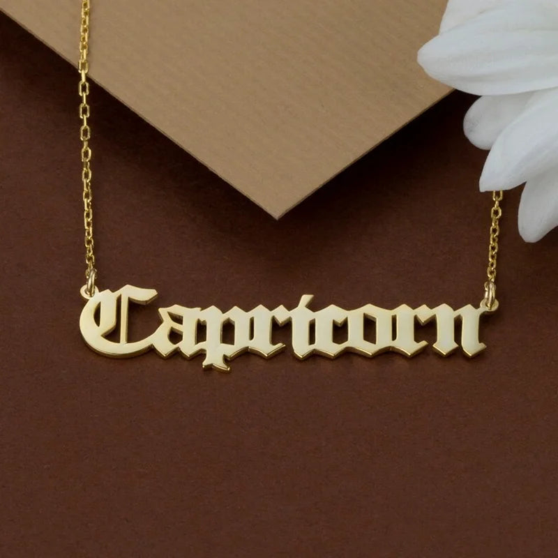 Old English Name Necklace Stainless Steel Chain Choker for Women