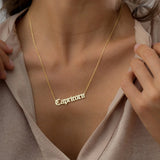 Old English Name Necklace Stainless Steel Chain Choker for Women