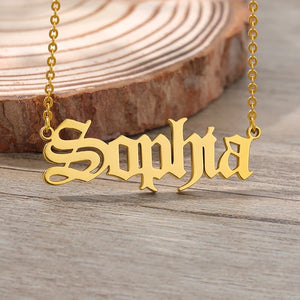 Old English Name Necklace Stainless Steel Personalized Jewelry