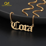 Old English Nameplate Necklace&Pendant Stainless Steel Choker Necklace For Women