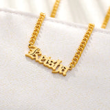Old English Nameplate Necklace Stainless Steel Cuban Chain Choker Necklaces