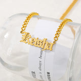 Old English Nameplate Necklace Stainless Steel Cuban Chain Choker Necklaces