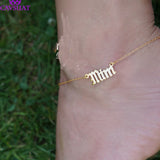 Old English Number Anklet Bracelet Foot Jewelry Rose