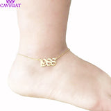 Old English Number Anklet Bracelet Foot Jewelry Rose