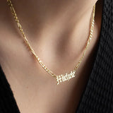 Old Engllish Name Necklace Stainless Steel Pendant Jewelry