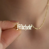 Old Engllish Name Necklace Stainless Steel Pendant Jewelry