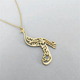 Ostrich Arabic Calligraphy Name Necklace Personalized Islamic Monogram Jewelry