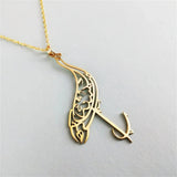 Ostrich Arabic Calligraphy Name Necklace Personalized Islamic Monogram Jewelry