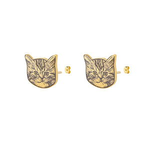 Stainless Steel Pet Portrait Earrings Personalized Engraved Animal Photo Jewelry