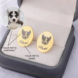 Stainless Steel Pet Portrait Earrings Personalized Engraved Animal Photo Jewelry