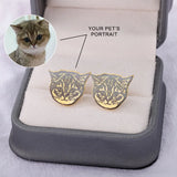 Stainless Steel Pet Portrait Earrings Personalized Engraved Animal Photo Jewelry