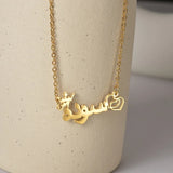 Heart Crown Arabic Name Necklace Stainless Steel Chain Personalized Pendant