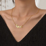 Heart Crown Arabic Name Necklace Stainless Steel Chain Personalized Pendant