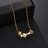 Heart Crown Arabic Name Necklace Stainless Steel Chain Personalized Pendant
