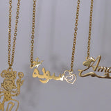 Heart Crown Arabic Name Necklace Stainless Steel Chain Personalized Pendant