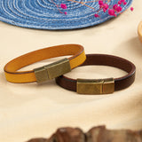 Personalized Men's Leather Bracelet with Engraved Name