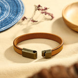 Personalized Men's Leather Bracelet with Engraved Name