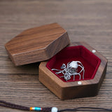 Pair Ring Box Walnut Solid Wood Necklace Earrings Storage Display Gift