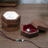 Pair Ring Box Walnut Solid Wood Necklace Earrings Storage Display Gift