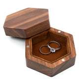 Pair Ring Box Walnut Solid Wood Necklace Earrings Storage Display Gift