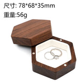 Pair Ring Box Walnut Solid Wood Necklace Earrings Storage Display Gift