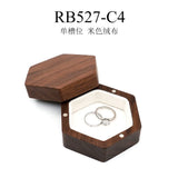 Pair Ring Box Walnut Solid Wood Necklace Earrings Storage Display Gift