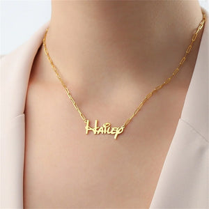Paperclip Link Name Necklace Custom Stainless Steel Jewelry Boy Choker Women