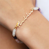 Pastel Quartz Beaded Name Bracelet Colorful Bangle Jewelry Gift