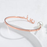 Arabic Name Pearl Bracelet Stainless Steel Personalized Bangle for Women