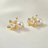 Pearl Flower Bouquet Earrings Necklace Pendant 18K Real DIY Accessories