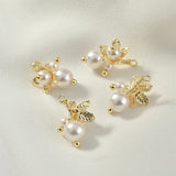 Pearl Flower Bouquet Earrings Necklace Pendant 18K Real DIY Accessories
