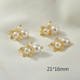 Pearl Flower Bouquet Earrings Necklace Pendant 18K Real DIY Accessories