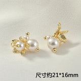Pearl Flower Bouquet Earrings Necklace Pendant 18K Real DIY Accessories