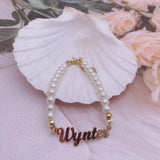 Pearl Name Bracelet Personalized Jewelry For Girlfriend Women