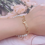 Pearl Name Bracelet Personalized Jewelry For Girlfriend Women
