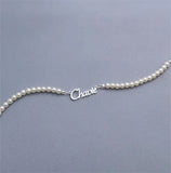 Pearl Name Bracelet Personalized Nameplate Bracelet Custom Letters Bracelet