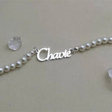 Pearl Name Bracelet Personalized Nameplate Bracelet Custom Letters Bracelet