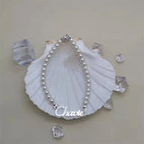 Pearl Name Bracelet Personalized Nameplate Bracelet Custom Letters Bracelet