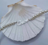 Pearl Name Bracelet Personalized Nameplate Bracelet Custom Letters Bracelet