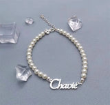 Pearl Name Bracelet Personalized Nameplate Bracelet Custom Letters Bracelet