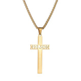 Cross Name Pendant Necklace Stainless Steel Men Necklaces Pearl Chain