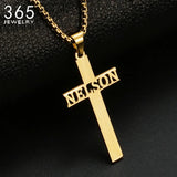 Cross Name Pendant Necklace Stainless Steel Men Necklaces Pearl Chain