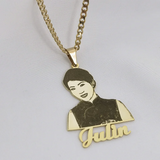 Personal Name Photo Pendant Necklace Cartoon Character Kids Jewelry