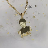 Personal Name Photo Pendant Necklace Cartoon Character Kids Jewelry